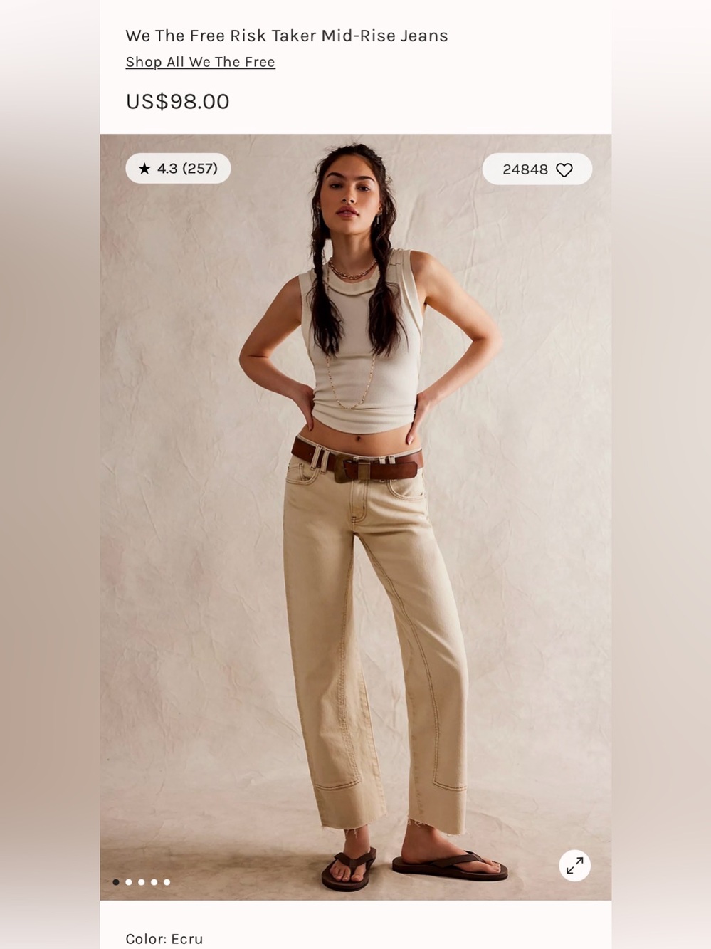 We The Free Mid Rise Risk Taker Jeans 26